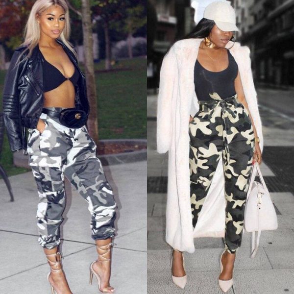 The Best Women Camo Cargo Trousers Ladies Casual Military Army Combat Camouflage Pants Hip Hop Rock Trousers Jeans Online - Takalr