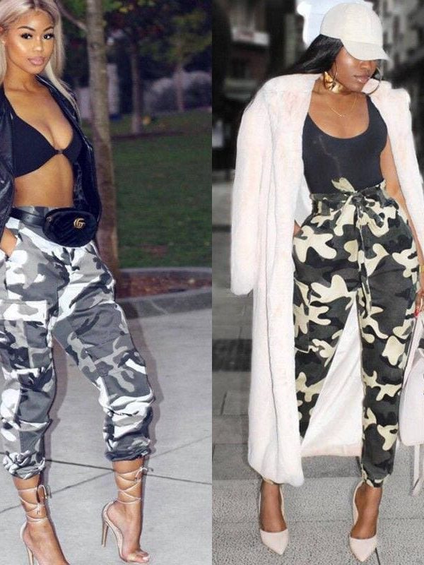 The Best Women Camo Cargo Trousers Ladies Casual Military Army Combat Camouflage Pants Hip Hop Rock Trousers Jeans Online - Takalr