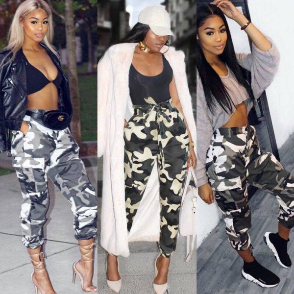 The Best Women Camo Cargo Trousers Ladies Casual Military Army Combat Camouflage Pants Hip Hop Rock Trousers Jeans Online - Takalr