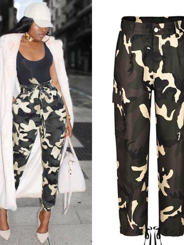 The Best Women Camo Cargo Trousers Ladies Casual Military Army Combat Camouflage Pants Hip Hop Rock Trousers Jeans Online - Takalr