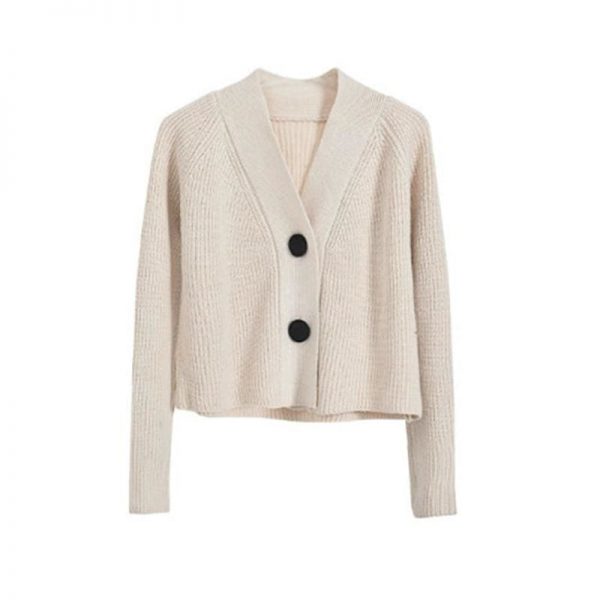 The Best Women Cardigan with Button Long Sleeve V-Neck Knitted Cropped Cardigan Online - Takalr