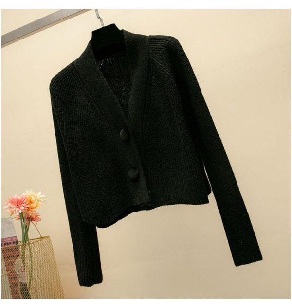 The Best Women Cardigan with Button Long Sleeve V-Neck Knitted Cropped Cardigan Online - Takalr