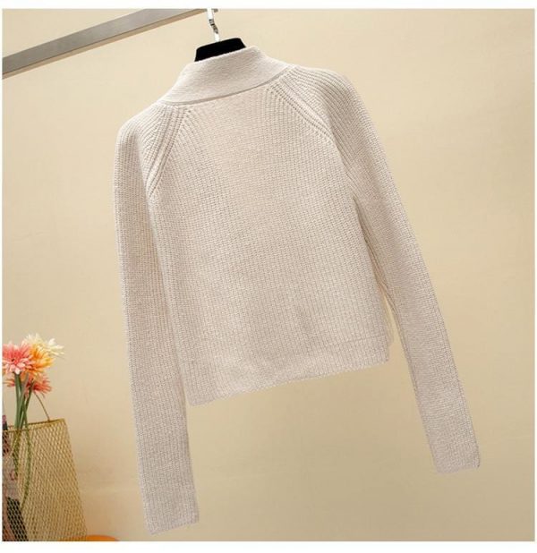 The Best Women Cardigan with Button Long Sleeve V-Neck Knitted Cropped Cardigan Online - Takalr