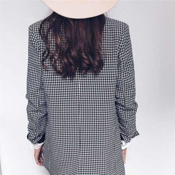 The Best Women Casual Blazer Jacket Lapel Tops Plaid Coat Slim Cardigan Outwear Overcoat Fashion Women Office Lady Elegant Coat Online - Takalr