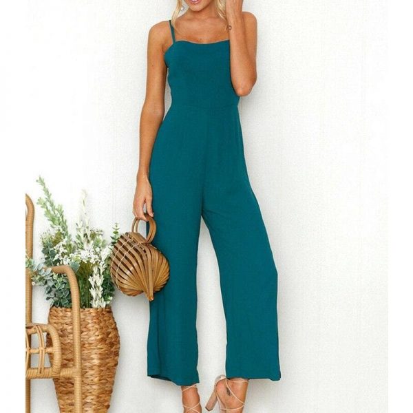 The Best Women Casual Boho Solid Jumpsuit Fashion Ladies Sleeveless Solid Romper Summer Holiday Long Pant Trousers Online - Takalr