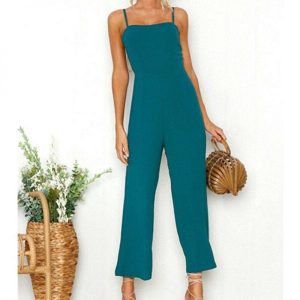 The Best Women Casual Boho Solid Jumpsuit Fashion Ladies Sleeveless Solid Romper Summer Holiday Long Pant Trousers Online - Takalr