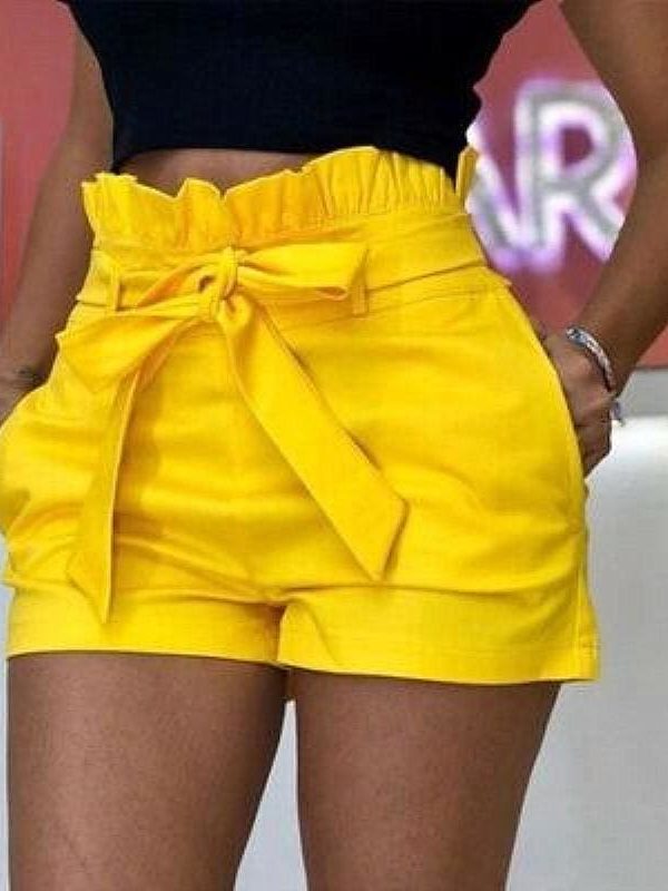 The Best Women Casual Candy Color Hot Shorts Belt Beach Harem Elastic High Waist Stylish Loose Short Trouser Online - Takalr