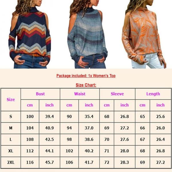 The Best Women Casual Cold Shoulder Tops Shirt New Fahsion Ladies Hollow Long Sleeve Turtleneck Loose T-Shirts 4 Styles Online - Takalr