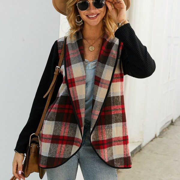 The Best Women Casual Jacket Blazer Fashion Plaid Checks Winter Long Sleeve Cardigan Knitwear Outwear Coat Suit Jumper Top Online - Takalr