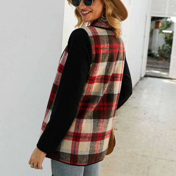 The Best Women Casual Jacket Blazer Fashion Plaid Checks Winter Long Sleeve Cardigan Knitwear Outwear Coat Suit Jumper Top Online - Takalr