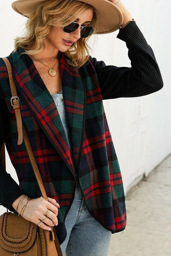 The Best Women Casual Jacket Blazer Fashion Plaid Checks Winter Long Sleeve Cardigan Knitwear Outwear Coat Suit Jumper Top Online - Takalr