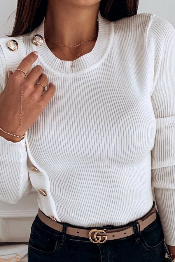 The Best Women Casual Knitted Sweater Jumper Autumn Winter Ladies Long Sleeve O Neck Pullover Blouse Slim Tee Tops New Online - Takalr