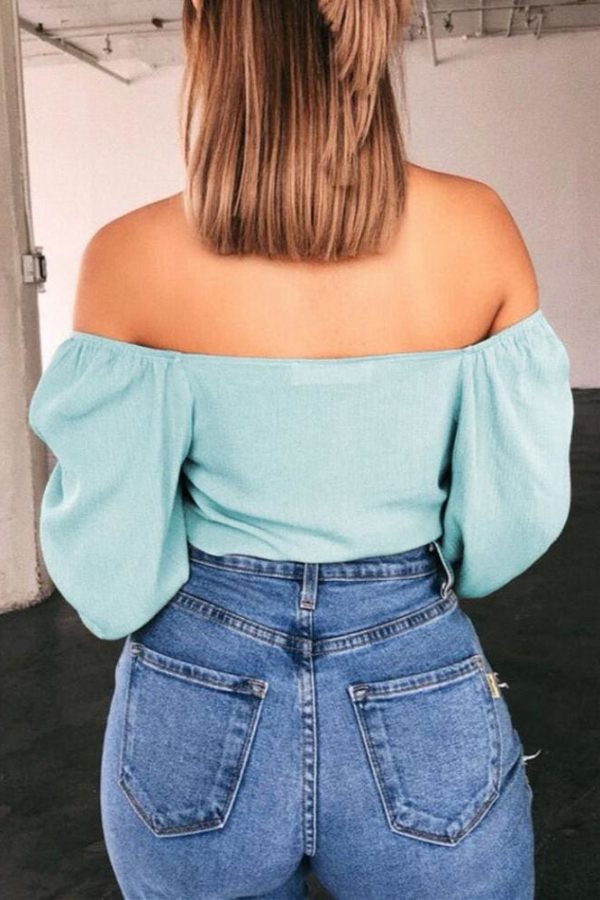 The Best Women Casual Long Sleeve Crop Tops Off Shoulder Summer Shirt Bow Beach Holiday Loose V Neck Tops Shirt Online - Takalr