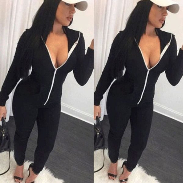 The Best Women Casual Long Sleeve Jumpsuit Ladies Sports Running Solid Playsuit Romper Gym Jogging Tracksuit Trouser Online - Takalr