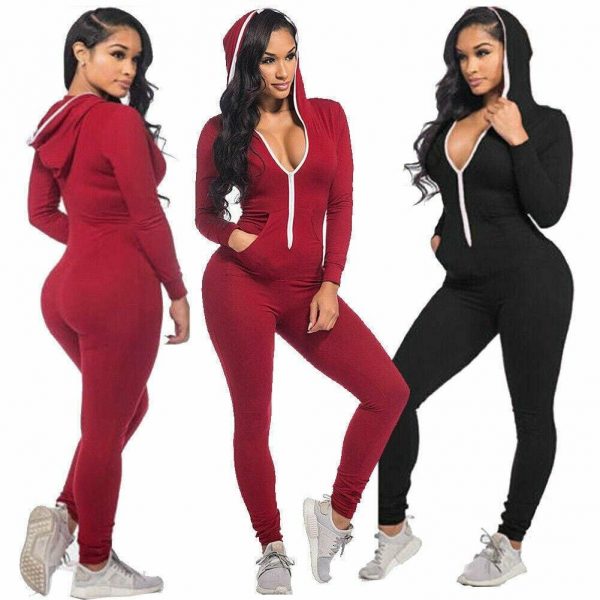 The Best Women Casual Long Sleeve Jumpsuit Ladies Sports Running Solid Playsuit Romper Gym Jogging Tracksuit Trouser Online - Takalr