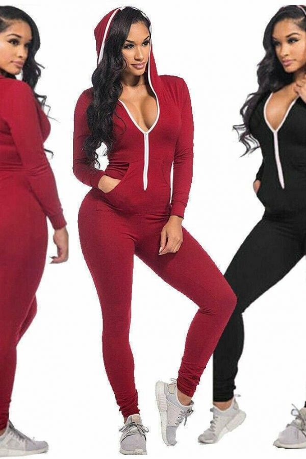 The Best Women Casual Long Sleeve Jumpsuit Ladies Sports Running Solid Playsuit Romper Gym Jogging Tracksuit Trouser Online - Takalr