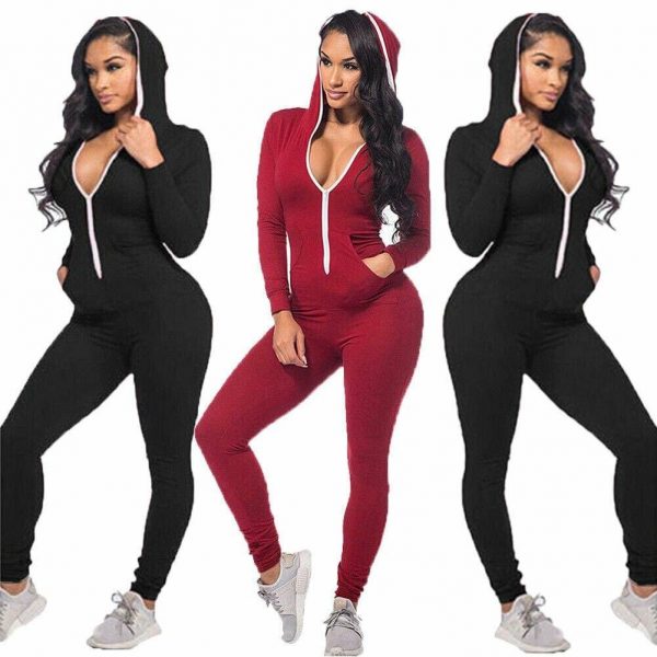 The Best Women Casual Long Sleeve Jumpsuit Ladies Sports Running Solid Playsuit Romper Gym Jogging Tracksuit Trouser Online - Takalr