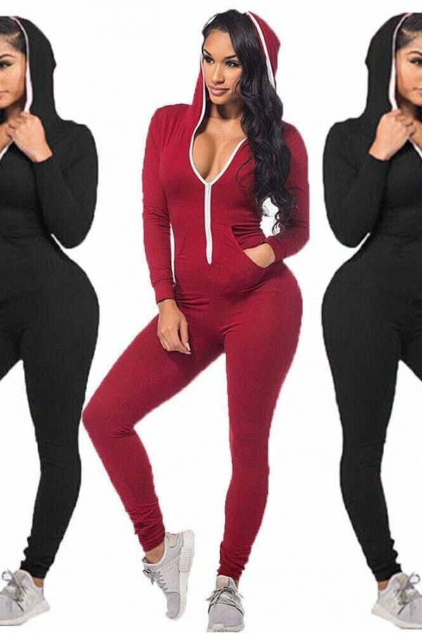 The Best Women Casual Long Sleeve Jumpsuit Ladies Sports Running Solid Playsuit Romper Gym Jogging Tracksuit Trouser Online - Takalr