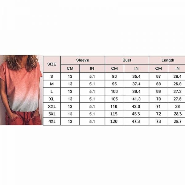 The Best Women Casual Loose Tee Shirt Tops Fashion Rainbow Short Sleeve Summer Ladies T-Shirt Plus Size Gradient Tops Online - Takalr