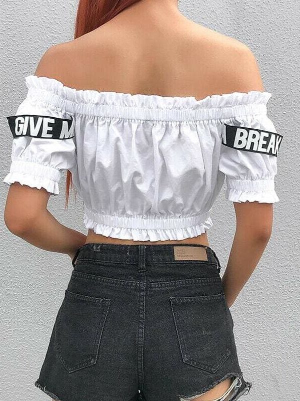 The Best Women Casual Off Shoulder Tank Tops Vest T shirt Ladies Beach Holiday Crop Tops Shirt Outwear Streetwear Online - Takalr