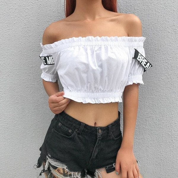 The Best Women Casual Off Shoulder Tank Tops Vest T shirt Ladies Beach Holiday Crop Tops Shirt Outwear Streetwear Online - Takalr