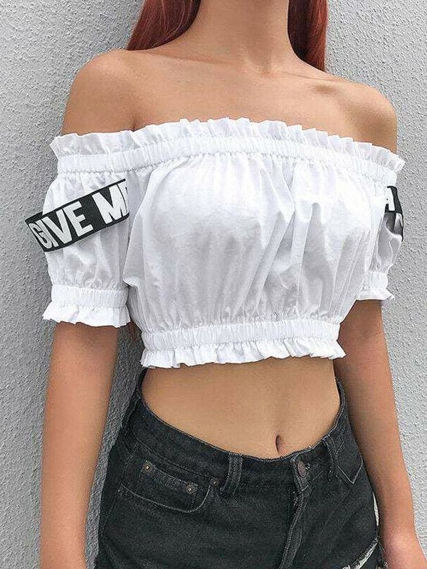 The Best Women Casual Off Shoulder Tank Tops Vest T shirt Ladies Beach Holiday Crop Tops Shirt Outwear Streetwear Online - Takalr