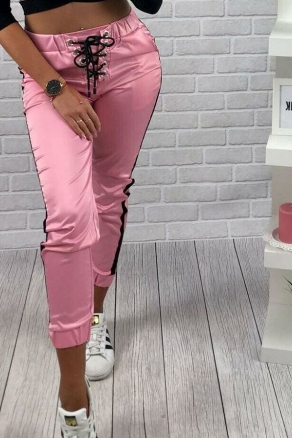 The Best Women Casual Pants Elastic Waist Jogger Skinny Trousers Side Pockets Sweatpants Online - Takalr