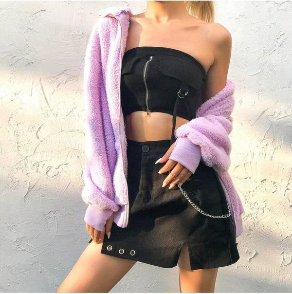 The Best Women Casual Plain Fleece Coats Jacket Fashion Long Sleeve Hooded Autumn Winter Top Outwear Loose dames kleding Streetwear Online - Takalr