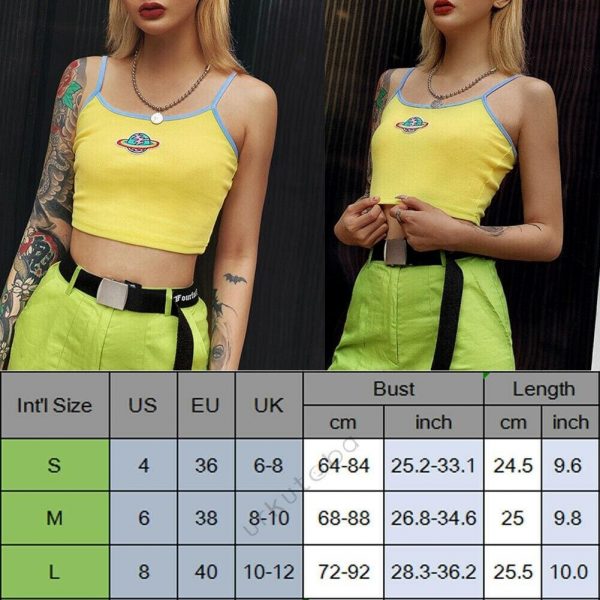 The Best Women Casual Printed Yellow Tank Top Bustier Vest Blouse Ladies Sleeveless Summer Beach Crop Top Shirt Cami Top Online - Takalr