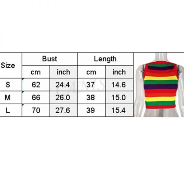 The Best Women Casual Rainbow Striped Tank Top Vest Blouse Sleeveless Fashion Ladies Summer Beach Holiday Crop Top Shirt Cami Top Online - Takalr