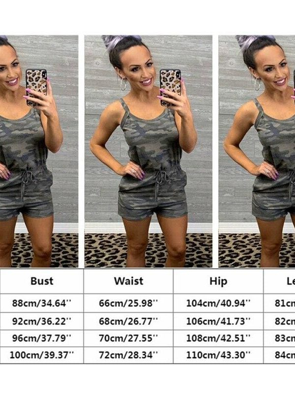 The Best Women Casual Sleeveless Bodycon Romper Ladies Camouflage Jumpsuit Club Tights Bodysuit Short Pants Playsuit Online - Takalr