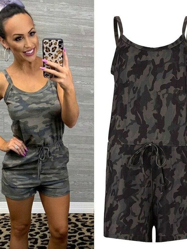 The Best Women Casual Sleeveless Bodycon Romper Ladies Camouflage Jumpsuit Club Tights Bodysuit Short Pants Playsuit Online - Takalr