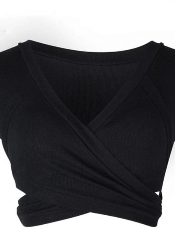 The Best Women Casual Sleeveless Tank Tops Ladies Sexy V Neck Bandage Solid Vest Crop Short Shirt Online - Takalr