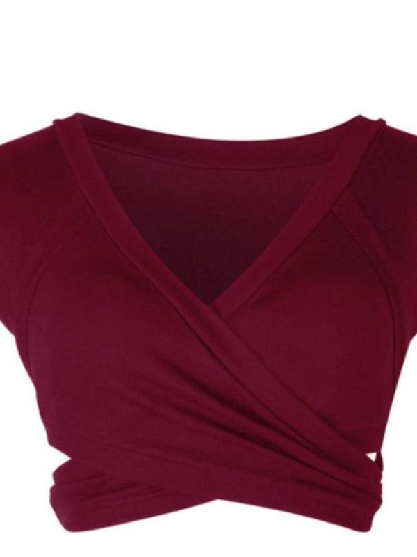 The Best Women Casual Sleeveless Tank Tops Ladies Sexy V Neck Bandage Solid Vest Crop Short Shirt Online - Takalr