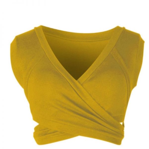 The Best Women Casual Sleeveless Tank Tops Ladies Sexy V Neck Bandage Solid Vest Crop Short Shirt Online - Takalr