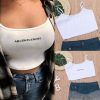 The Best Women Casual Solid Tank Tops Letter Print Vest Blouse Ladies Fashion Camisole Sleeveless Crop Top Shirt Online - Takalr