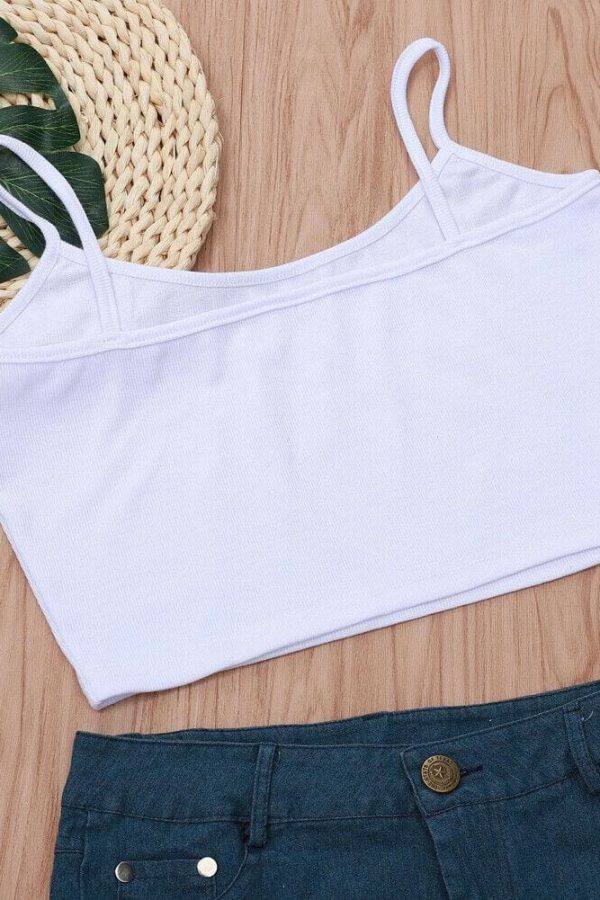 The Best Women Casual Solid Tank Tops Letter Print Vest Blouse Ladies Fashion Camisole Sleeveless Crop Top Shirt Online - Takalr