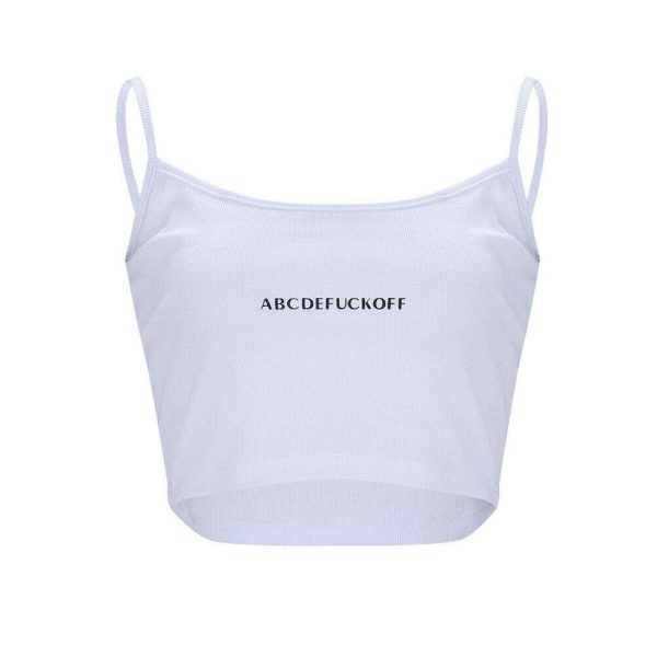 The Best Women Casual Solid Tank Tops Letter Print Vest Blouse Ladies Fashion Camisole Sleeveless Crop Top Shirt Online - Takalr