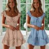 The Best Women Casual Summer Boho High Waist Short Mini Dress Frill Lady Short Sleeve Holiday Beach Dress Sundress New Online - Takalr