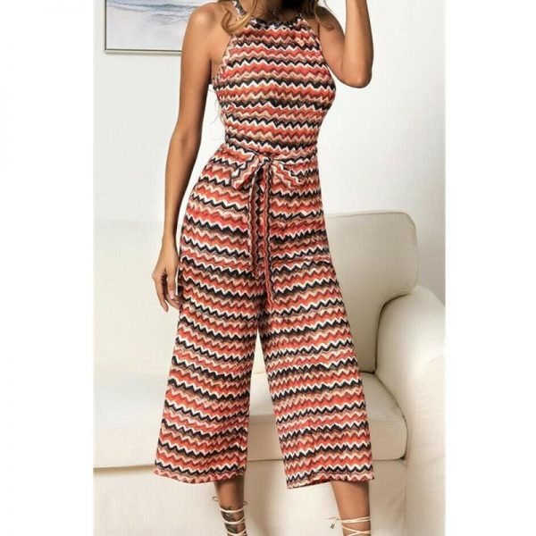 The Best Women Casual Summer Jumpsuit Sleeveless Printed Bohemian Holiday Wide Leg Bodycon Party Long Trousers Romper Online - Takalr