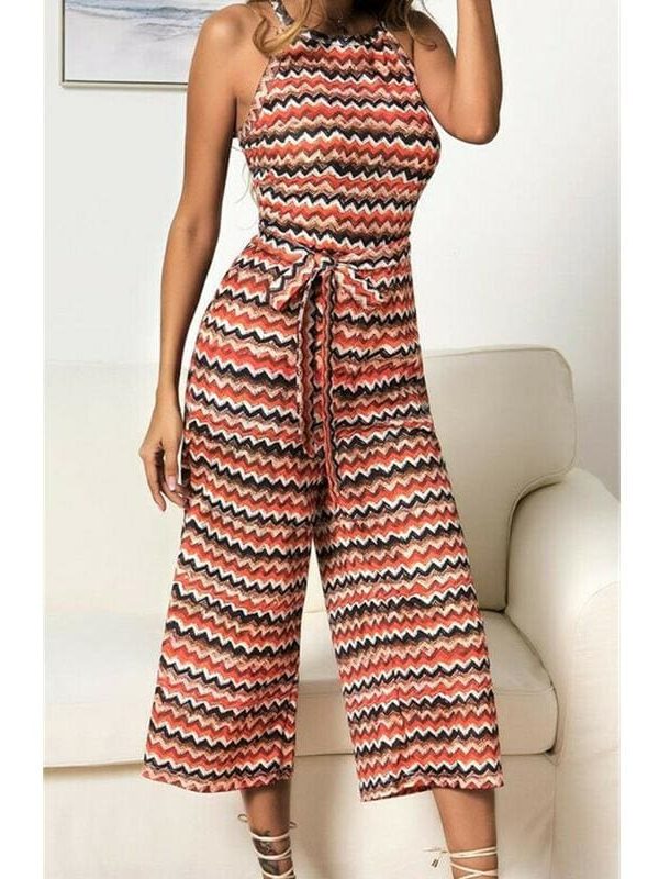 The Best Women Casual Summer Jumpsuit Sleeveless Printed Bohemian Holiday Wide Leg Bodycon Party Long Trousers Romper Online - Takalr