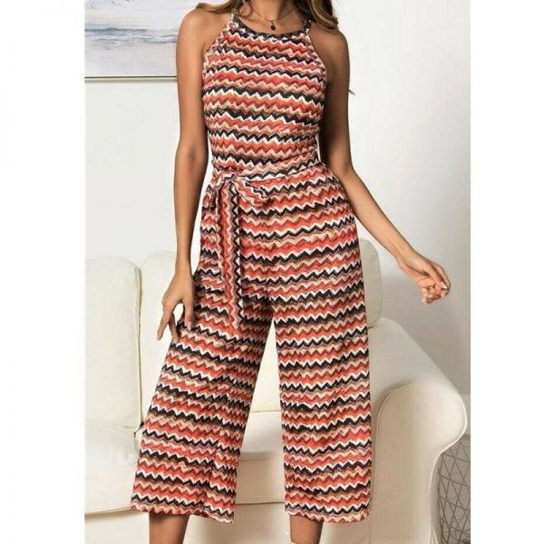 The Best Women Casual Summer Jumpsuit Sleeveless Printed Bohemian Holiday Wide Leg Bodycon Party Long Trousers Romper Online - Takalr