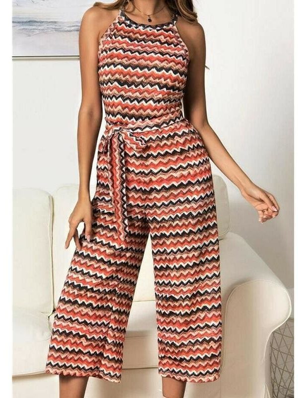 The Best Women Casual Summer Jumpsuit Sleeveless Printed Bohemian Holiday Wide Leg Bodycon Party Long Trousers Romper Online - Takalr