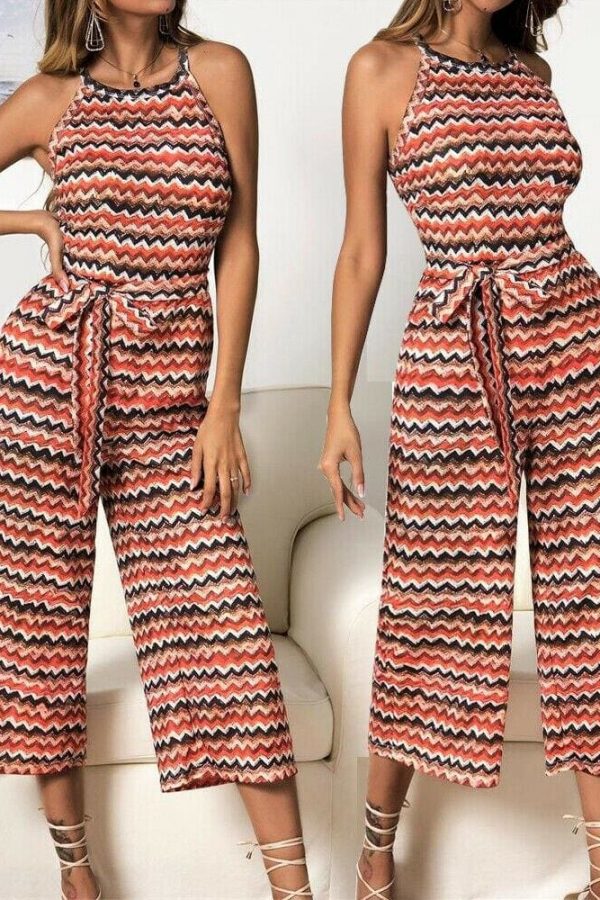 The Best Women Casual Summer Jumpsuit Sleeveless Printed Bohemian Holiday Wide Leg Bodycon Party Long Trousers Romper Online - Takalr