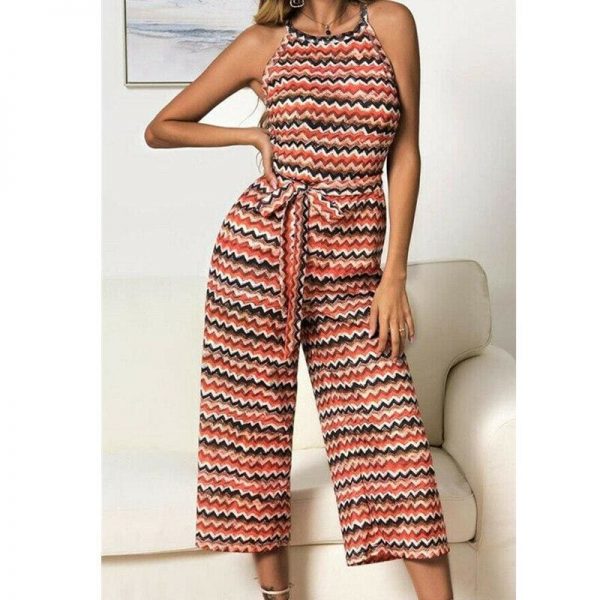 The Best Women Casual Summer Jumpsuit Sleeveless Printed Bohemian Holiday Wide Leg Bodycon Party Long Trousers Romper Online - Takalr