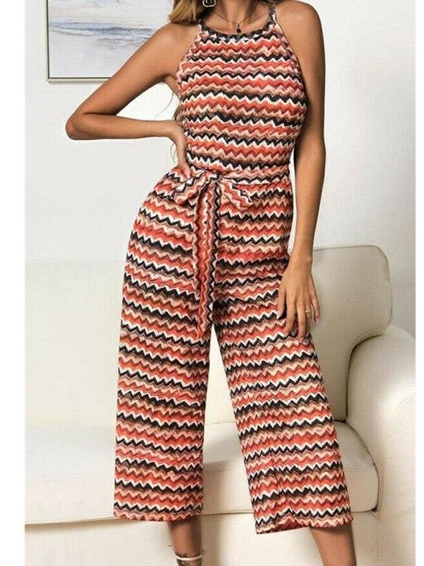 The Best Women Casual Summer Jumpsuit Sleeveless Printed Bohemian Holiday Wide Leg Bodycon Party Long Trousers Romper Online - Takalr