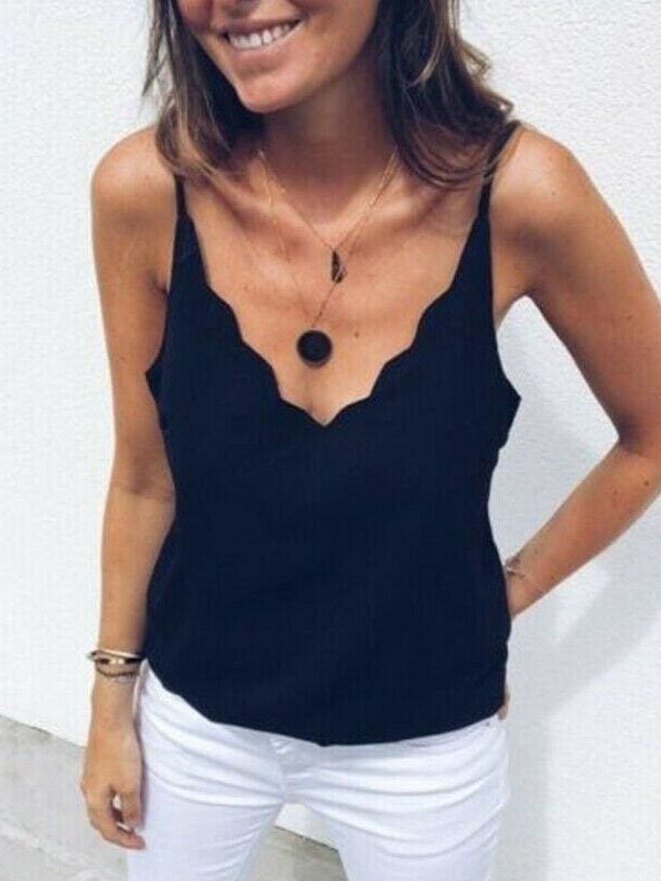 The Best Women Casual Summer Top Ladies Vest Elegant Sleeveless Tank V Neck Loose Femme Plain Basic Tee Streetwear Plus Size Online - Takalr