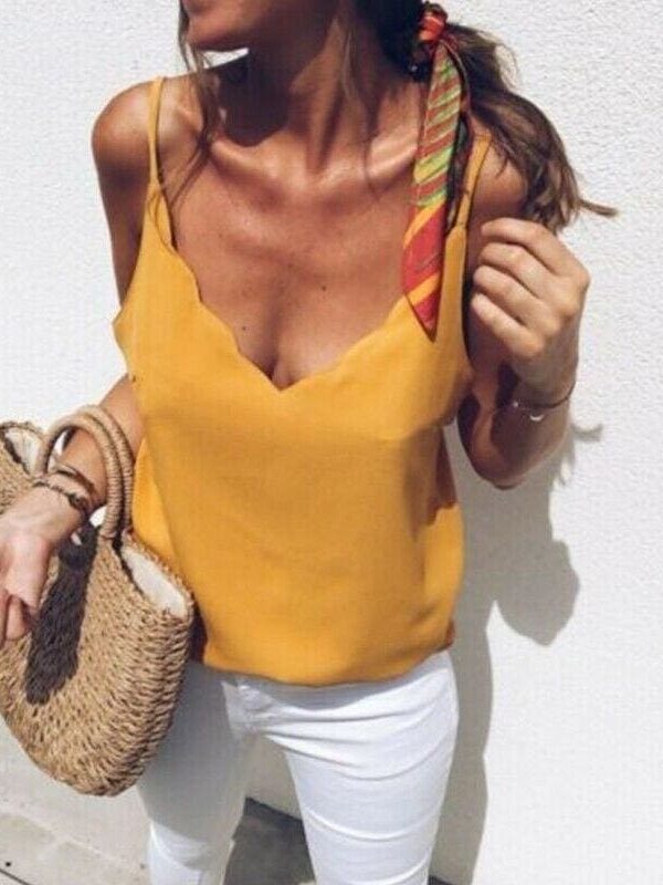 The Best Women Casual Summer Top Ladies Vest Elegant Sleeveless Tank V Neck Loose Femme Plain Basic Tee Streetwear Plus Size Online - Takalr