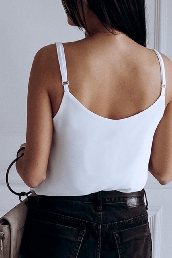 The Best Women Casual Summer Top Sleeveless Off Shoulder Vest Ladies Plain Tank V Neck Loose Tops Shirt Femme Clothes Online - Takalr