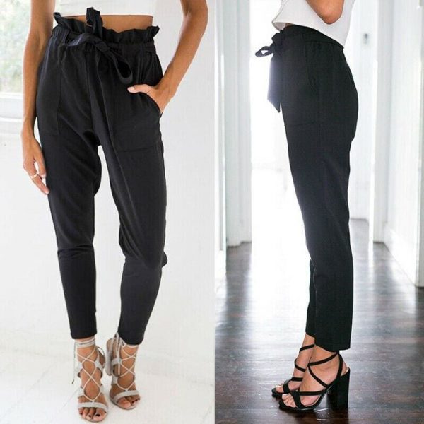 The Best Women Casual Sweatpants Jogger Dance Harem Pants Sports Baggy Slacks Pleated High Waist Loose Long Trousers Online - Takalr